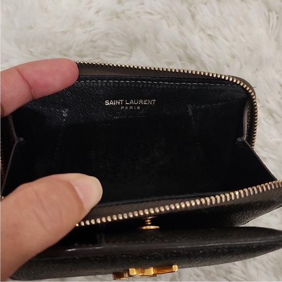 YSL monogram calfskin zip around wallet -metallic AUTHENTIC - Picture 3 of 8